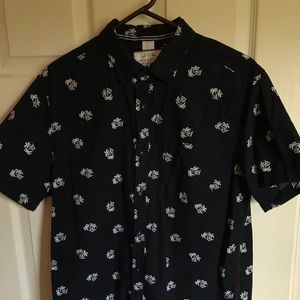 Denim and Flower Button up shirt sleeve